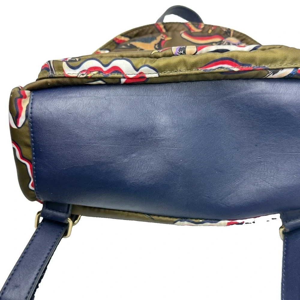 Tommy Hilfiger Julia Small Dome Backpack Olive Green TH Bird Print Preppy 2017